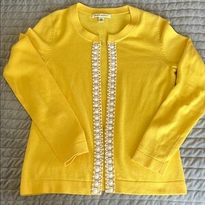 Banana Republic Bright Yellow Jeweled Trim Cardigan